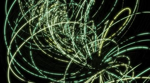 Rotating vortex of colorful lines on black background. Design. Glowing energy 스톡 일러스트