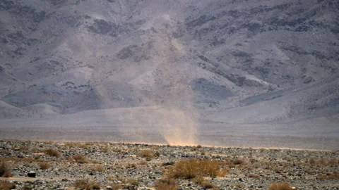 Rotating vortex of dust storm in the vast expanses in Gobi Desert, Mongolia Stock Footage 308766906