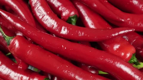 Rotating Washed Red Chili Pepper. Stock Footage 256570525