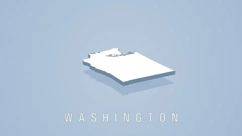 Rotating washington state map animation on solid background Stock Footage 316252880