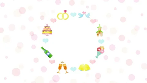 Rotating Wedding Icon Frame 動画素材 309314258