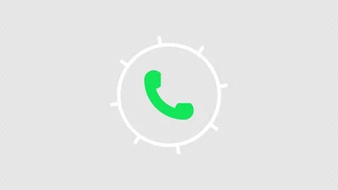 Rotating wheel animation with blinking telephone icon loop isolated on alpha Видео 336003021