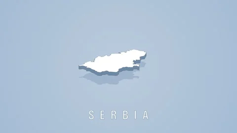 Rotating white 3d map of serbia on blue background Stock Footage 315575420