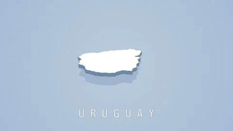 Rotating white 3d map of uruguay on blue background Stock Footage 315575835
