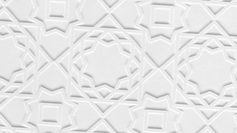 Rotating white arabic pattern, arabesque. Close-up of white abstract geometric Stock Footage 86402942