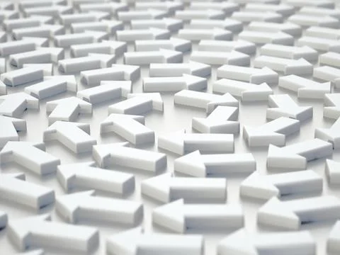 Rotating white arrows in helix form. 3D illustration Stock Illustration