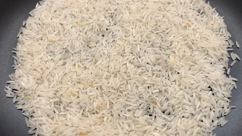 Rotating white Basmati rice. Stock-Footage 98358175