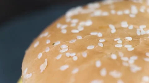 Rotating white bun for burger close-up Stock Footage 139874138