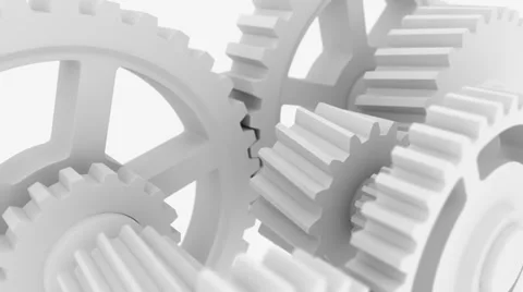 Rotating white cogwheels Stock Footage 31921013