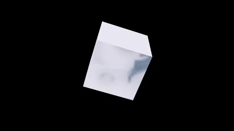Rotating white cube with holographic reflection. Stock Footage 287099389