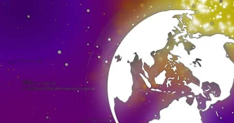 Rotating white globe on right showing Asia Pacific in space tech backdrop with Illustrazione stock