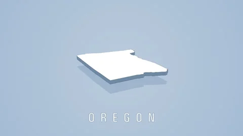 Rotating white map of oregon on blue background Stock Footage 314743569