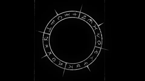Rotating white occult circle with with stone texture and volume with mystical Stock Footage 115966353