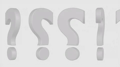 Rotating White Question Mark Transition Isolated loop on alpha background Stock Footage 237598385