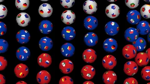 Rotating white, red and blue balls form the flag of Russia. Video stock 77026188