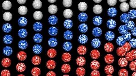 Rotating white, red and blue soccer balls form flag of Russia Video stock 88746804
