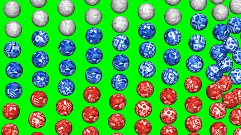 Rotating white, red and blue soccer balls form flag of Russia 스톡 동영상 88746815