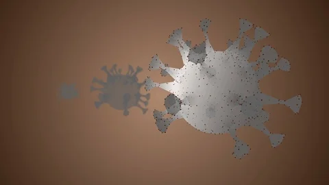 Rotating white virus cells in red dots 3d rendered in alpha channel over brown Stock Footage 124785495