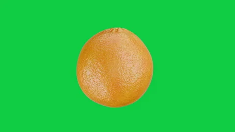 Rotating Whole Orange Citrus Fruit Isolated on Green Screen 3D Animation. Stock Footage 339751633