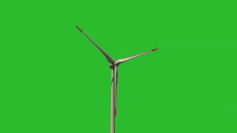 Rotating wind turbine with green screen background Stock Footage 86851376