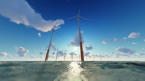 Rotating wind turbines with blue sky Stock-Footage 107564221