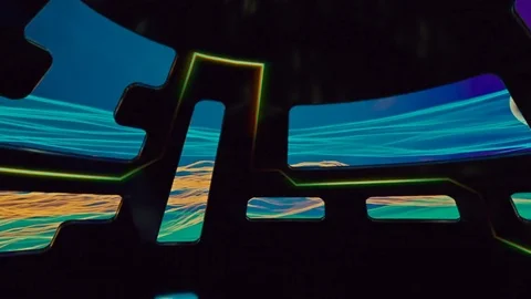 Rotating windows in space with galaxy and planets Stock Footage 69931409