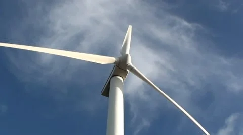 Rotating windturbine on a blustery day Stock Footage