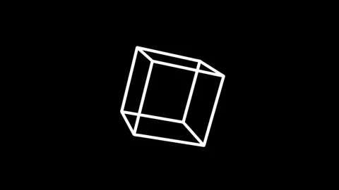 Rotating wireframe cube animation on black background, for tech, science project Stock Footage 336462930