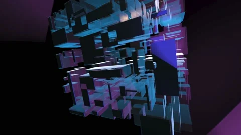 Rotating wireframe cube with multi-colored lighting Stock Footage 197899855