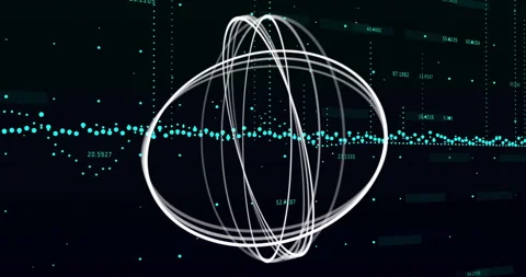 Rotating wireframe sphere animation over financial graphs and data Stock Footage 303540665