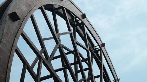 In the rotating wooden windmill, the windmill is huge Stock Footage 47793301