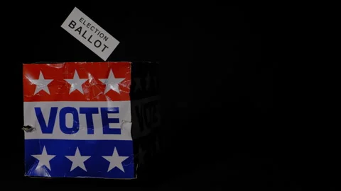 ROTATING, WORN OUT BALLOT BOX WITH NEGATIVE SPACE.  4K, NO PEOPLE Stock Footage 262480497