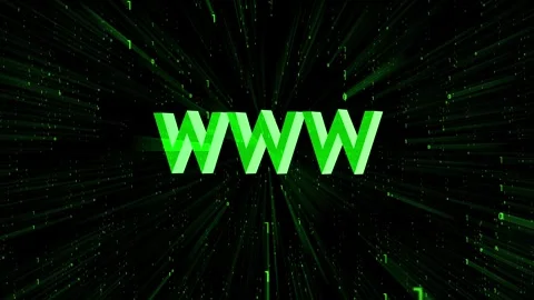 Rotating www letters, matrix style binary code in background Stock Footage 314199564
