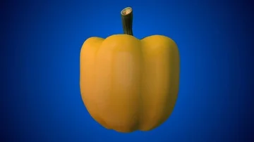 Rotating yellow pepper - blue background Stock Footage 85585486