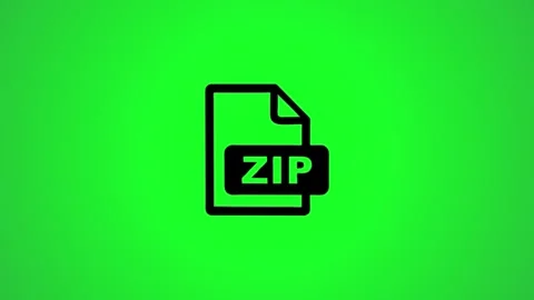 Rotating zip file extension icon animation on vibrant green background for .. Stock Footage 346496602