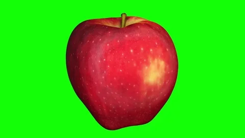 Rotating"Red Delicious" Apple on Green Background Stockbeeldmateriaal 80578225