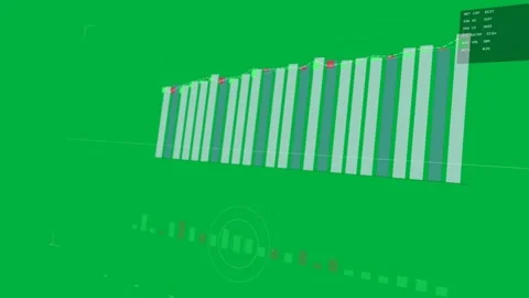 On rotation 3D HUD revealing bars, target aligning blocks showing live data on Stock Footage 333971913