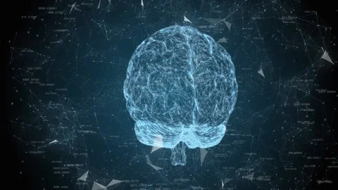 Rotation 3d model of the brain against the background of computer code Stock Footage 122158858