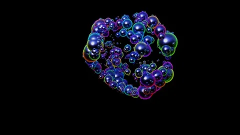 Rotation of an abstract sphere from abstract black droplets. Video stock 202367024
