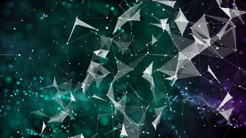Rotation around a cluster of particles. Network operation. Plexus. The color Stock Footage 93995511