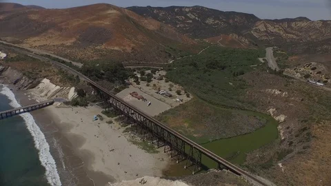 Rotation around Train Bridge clockwise 001510 DJI_0001 Stock Footage 90019395