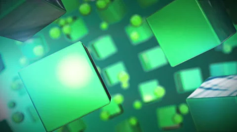Rotation of the array green cubes Stock Footage 33846732