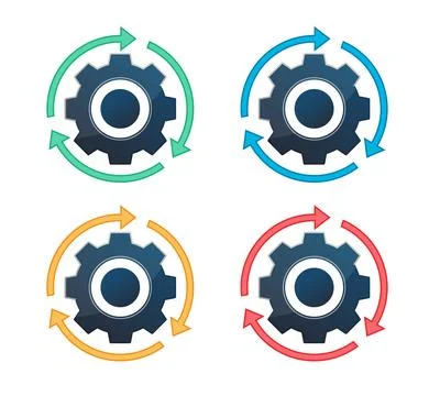 Rotation arrows and gear - Process Update Icon stock illustration Stock Illustration