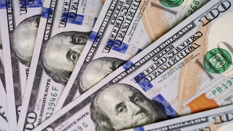 Rotation of banknotes of 100 dollars Stock Footage 234998767