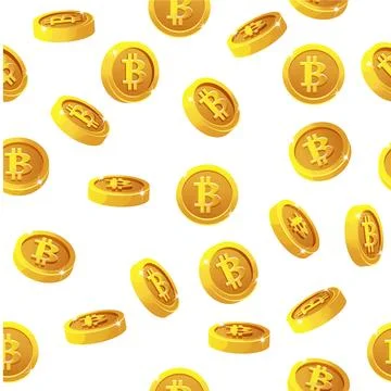 Rotation Bitcoin coins seamless Pattern. Digital internet currency, vector .. Stock Illustration