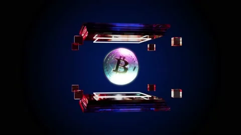 Rotation Bitcoin In Transparent Cube Animation. Digital Money Exchange. 4K Vídeos de archivo 194532110