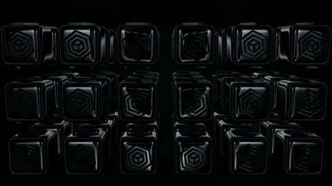 Rotation of Black Cubes, Shapes, Exclusive, Reflection, Elite Background Stock Footage 272294577