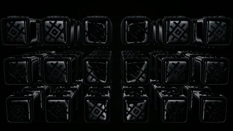 Rotation of Black Cubes, Shapes, Exclusive, Elite Background, Reflection Stock Footage 272294580