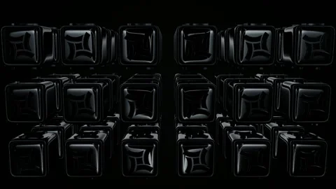 Rotation of Black Cubes, Shapes, Reflection, Exclusive, Elite Background Stock Footage 272294540