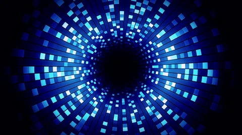 Rotation Blinking Blue Squares in the Form of a Tunnel Stock Footage 47277072